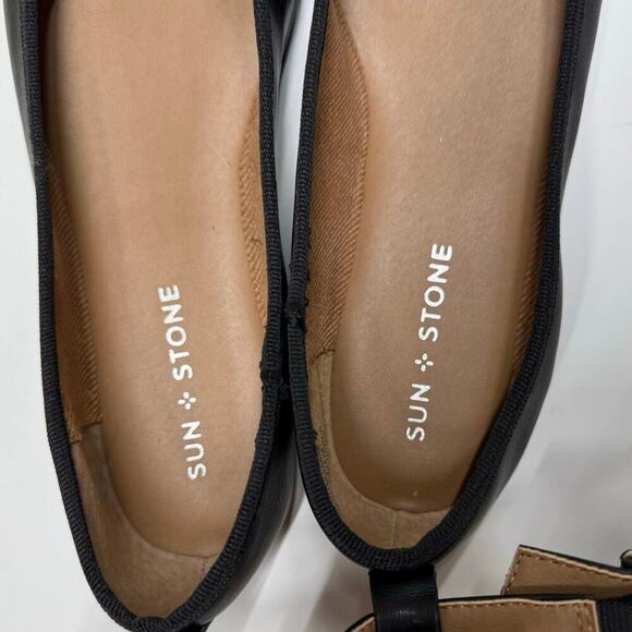 Sun + Stone | Luellaa Buckle Ankle Strap Ballet Flats | Black | Size 8 - Picture 13 of 13